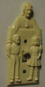 Then again, maybe a Jesus light switch isn't a good idea. I mean look at its placement for God's sake. Doesn't help that he has his arms around the children.