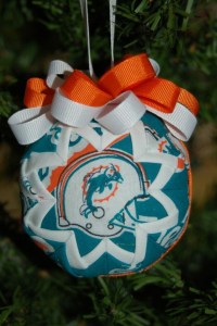 Now this is a stuffed ornament with ribbons and cloth. Yet, at least it's not a snowman because we all know that Miami doesn't see a single snowflake all year round. Well, unless you count their dolphin mascot from Ace Ventura.