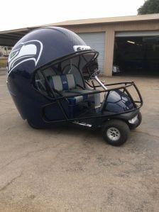 Now I know the NFL sells a lot of golf stuff. But I think this golf cart is ridiculous. Seriously, I'm sure only rich golf fans could even buy this.