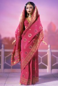 I know this isn't bridal attire since Indian women typically wear bright red and a lot more jewelry. And I'm sure this isn't really Barbie either. But I'll take it.