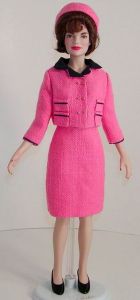 Now this is the outfit she was wearing when her husband got shot in Dallas. Not sure what to think about the doll company who made this. Yeah, it's kind of insensitive but it was an iconic look.