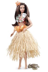 Nothing says Hawaii than a flower lei and a grass hula skirt. Comes with her own sea turtle. Hope the volcano doesn't blow.