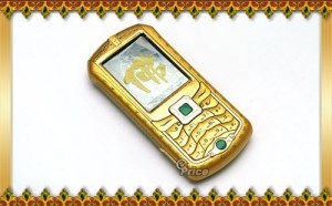 Yes, this is is a Buddha phone. It has jade for a video button as well as Buddhist symbols on its edges. Yeah, it's kind of over the top for a faith founded by a guy who preached moderation.