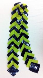 Now this scarf is made with Seahawks and bright green squares, all sewn together. Not sure what it'll look like on somebody though.