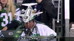 Then again, it's a rather appropriate costume because they are called the Jets. But it still looks too ridiculous to ignore just the same.