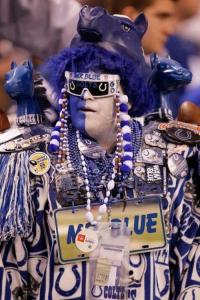 And yes, Mr. Blue seems to live up to his name. But all he cares about is being there to support his boys in blue, the Indianapolis Colts.