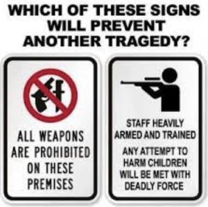 Many people think that trained armed guards would be able to prevent mass shootings since many take place in gun-free zones. However, they tend to forget about the mass shooting at Fort Hood. Still, gun-free zones may not prevent another tragedy, but I'll take my chances with them than in an armed society.