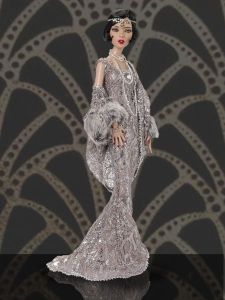 Yes, she's in shimmering silver from her jewelry to her furs. Her gown is made almost entirely of silver lace. Probably paid a pretty penny.
