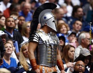 Of course, whether he's a Trojan or a Spartan warrior I don't have the slightest idea. I mean it's all Greek to me as they say.