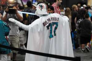 Yes, this is another fan dressed as Darth Vader but from the Miami Dolphins. Of course, he's also known as "Dolph Vader" with no pun intended.