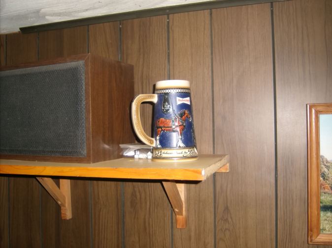 Here's a picture of a collectible Budweiser Beer Stein in the basement of my house. It's been at my home for as long as I can remember. But it's always been used for decoration. Guess it something that belonged to my dad.