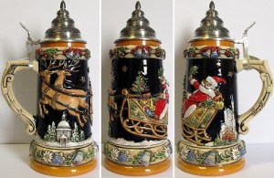 Yes, Christmas steins do exist. However, isn't Santa supposed to have like 8-9 reindeer pulling his sleigh. Then again, it's supposed to depict Germany and they might have a different tradition.