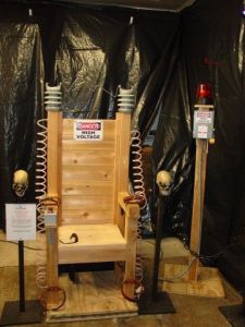 This isn't a real, working electric chair. Just a piece of Halloween decoration. Still, I have to admit, it's very well made.