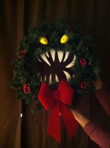Now this is a real monster wreath. For those who really love The Nightmare Before Christmas, this also makes a great yuletide decoration as well.