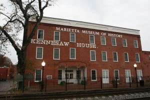 The Kennesaw House has served a variety of purposes in its operation. Originally built as a warehouse, it was used as a hotel, Civil War hospital, shops, offices, and a restaurant. Today it's a museum and home to the Marietta Historical Society.