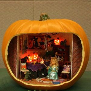 And it seems like she's headed towards the snack table. Still, the decorations in the room are certainly vintage.