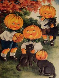 Man, black cats really get a raw deal. If everyone doesn't think they're bad luck, they're being subjected to other types of animal cruelty. Seriously, it seems like black cats bring more bad luck to themselves. Also, those pumpkin heads are freaky.