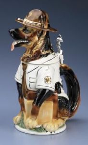 Appropriately it's also a German Shepherd as well. Still, it can also count as a State Trooper beer stein. I mean stateys wear the same outfits.