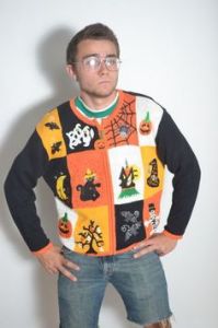 And this guy seems to wear this sweater in confidence despite it looking utterly ridiculous on him. Seriously, he's dressed like the neighbor you can't stand when you take your kids to his house for trick or treating.