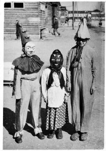 I would also be careful around the creepy clown, too. Not sure about the other kid in a mask.