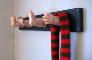 Now this is freaky. Using baby doll limbs for coat hooks. Probably one of the sickest shop class projects ever.