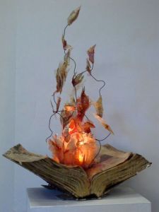 Actually this is a craft project in which it's supposed to look like a spell book. The flames are an imitation. Still, hope the faux spell book was from the Twilight series.