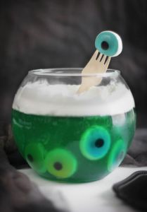 Not sure how the eyeballs are made here. However, it is fairly disgusting enough to be a hit at any Halloween party.