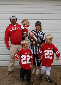 Let me guess. It appears to me this costume theme was the dad's idea. Looks like it. Of course, coach dad and ref mom have a tendency to not always agree on the plays.