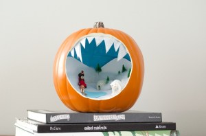 Hey, I didn't say that pumpkin dioramas had to be about Halloween stuff. Still, not sure if the people can fit into the igloo.