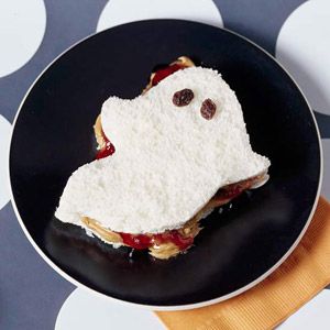 You can just use the eyes for raisins. But make sure to use white bread this time because you know, ghosts are typically seen as white.