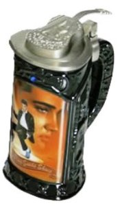 Wouldn't imagine seeing a beer stein commemorating Elvis. Nor one as tacky as this. Still, a beer stein commemorating his Vegas years would've been more appropriate.