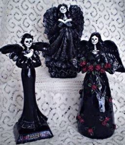 Now you can find these angels in any craft store. And you can paint them as dark and dead looking as you like, too.