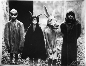 Strange that the least scary kid in this is the one with devil horns. The girl in the donkey head is particularly terrifying to say the least. The ones in masks aren't much better.