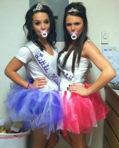 Now I think that Toddlers Tiaras is a terrible show on the sleaziest cable network TLC. However, I find these costumes quite funny. Like the pacifiers.