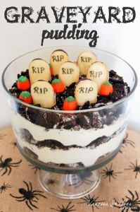 Now this is just dead clever. Love the cookie graves. Not sure about the candy corn pumpkins though.