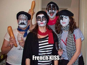 They're dressed as the members of KISS. And they're dressed like French. Get it? 