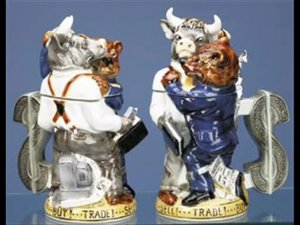 Now I know the bull stands for Bull market. So does this mean that the wolf is "the Wolf of Wall Street"? Then again, I always wonder which people on Wall Street are trying to avoid a jail sentence.