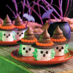 Amazing what you can do with marshmallows and candies. More adorable than scary. But then again, kids will love these.