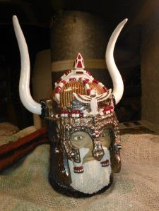 We should be aware that the Vikings never wore horned helmets in battle. That was Wagner's doing in his operas. Also, the lid might pose a safety hazard to others. Then again, it's probably a collectible anyway.