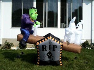 Wait a minute, the ghosts shouldn't weigh a thing. I mean Frankestein should be weigh them down. Yeah, the weight distribution shouldn't be equal.