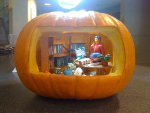 Man, kind of disappointed that this doesn't look decrepit. Just looks like somebody studying in the library, possibly in the evening hours.