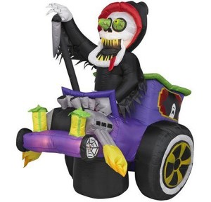 Yes, he really has a need for speed, doesn't he? Still, with ghostly passengers, I'm not sure if that's a great place to put his scythe.