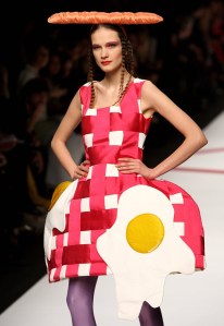 Now this one speaks for itself. Her dress has a couple of eggs over easy and her hair is done like bacon strips.