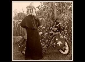 Yeah, really don't want to see her riding around during the night. Still, at least she can't kidnap children with it. If she wanted to, she should've bought a windowless van.