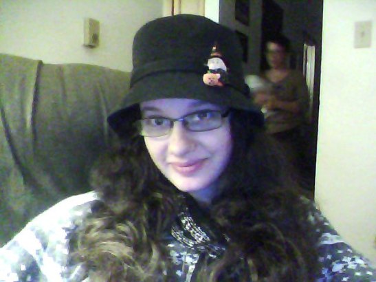 Now I'm not wearing an ugly Halloween sweater here because I don't have one. However, I do have a Halloween pin so I decided to open the post with that. Of course, my mom had to be in the background when I took this picture. Damn it.