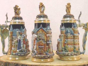 Yes, this is a stein of Mad King Ludwig II's fairy tale castle itself. In it's day it drained the kingdom's finances in its construction. Today, it's now Bavaria's most popular tourist destination. 