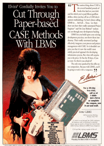 Of course, sex sells as we know in advertising. Even when it comes to unsexy things like computer and office products. Still, I think Elvira would've made a less ridiculous ad if she appeared one featuring a chainsaw.