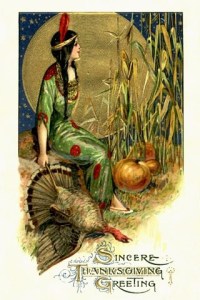 Okay, the dead turkey is disturbing enough. Also, that woman doesn't look like an Indian. She looks more like a white woman in black braids wearing an Indian costume.