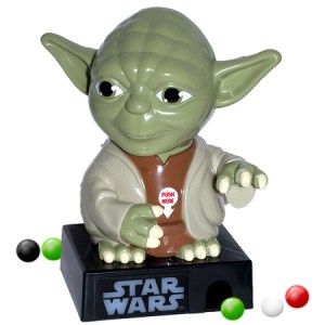 Is it just me or do you have to get gumballs from this by pressing Yoda's crotch? I'm just saying some parents might have a problem with that.