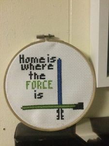 Who knew there were Star Wars fans who know how to do embroidery. Still, you have to like the crossed lightsabers.